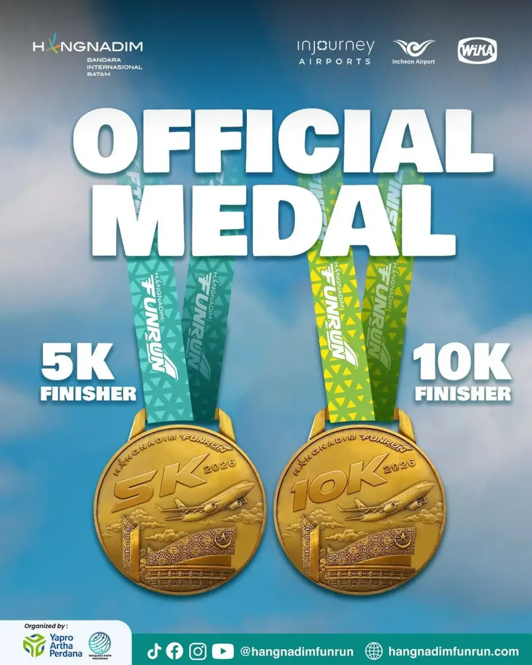 Official Medal Hang Nadim Fun Run 2026 - finisher medal 5K dan 10K